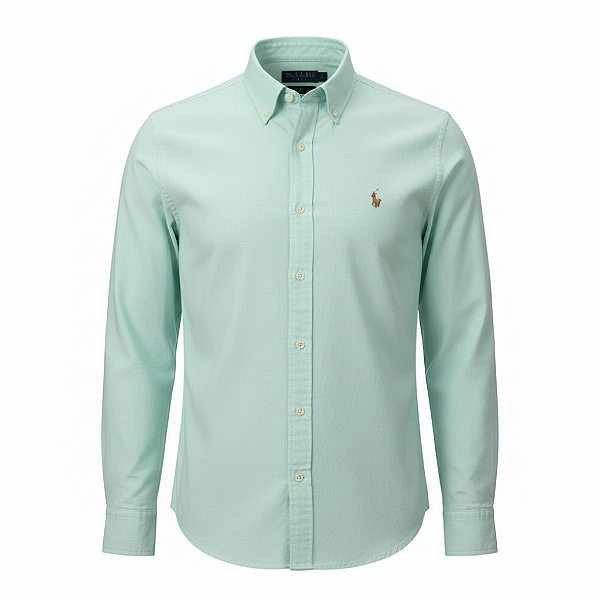 Camisa RL Masculina Custom fit Sarja Coloured Verde claro