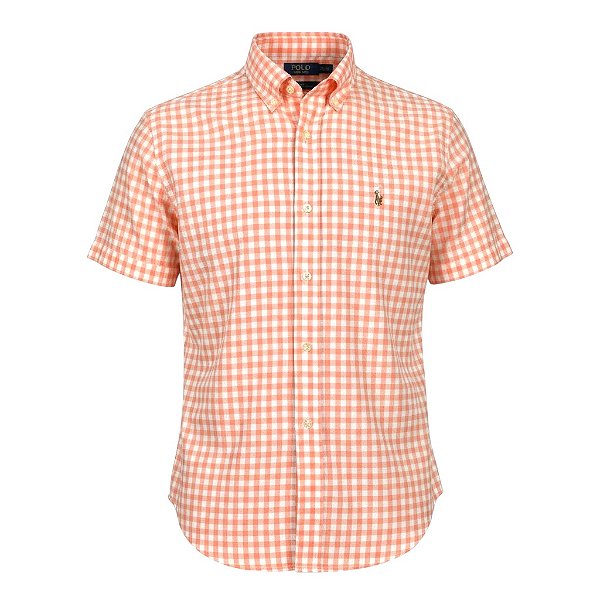 Camisa RL Masculina Manga curta Xadrez Coloured Laranja