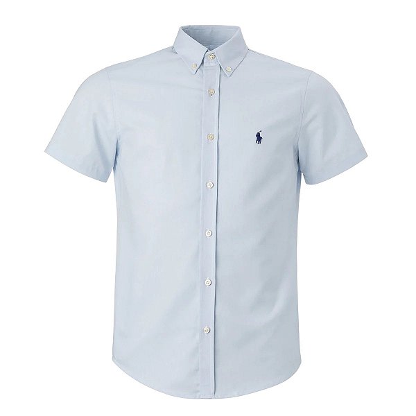 Camisa RL Masculina Manga curta Oxford Azul claro
