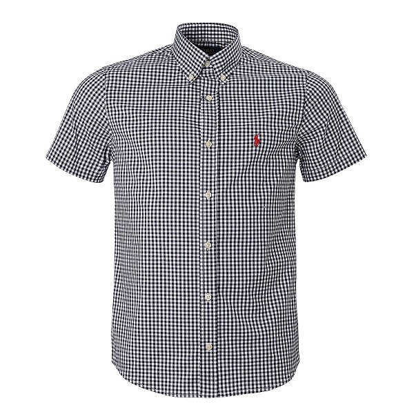 Camisa RL Masculina Manga curta Quadriculada Preta