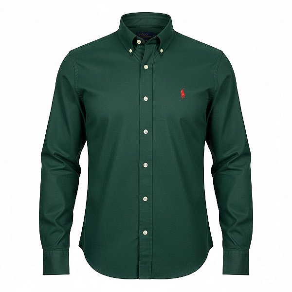 Camisa RL Masculina Custom Fit Oxford Verde