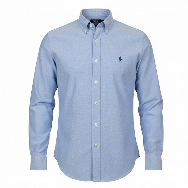 Camisa RL Masculina Custom Fit Oxford Azul claro