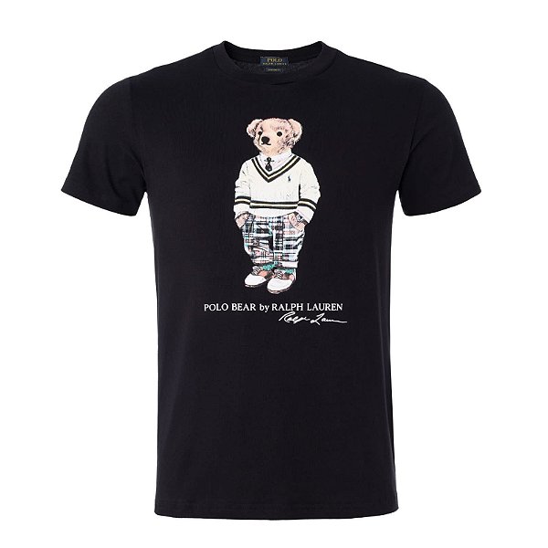 Camiseta RL Masculina Custom-Fit Bear Preta