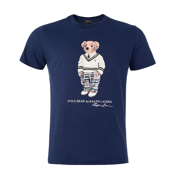 Camiseta RL Masculina Custom-Fit Bear Azul marinho