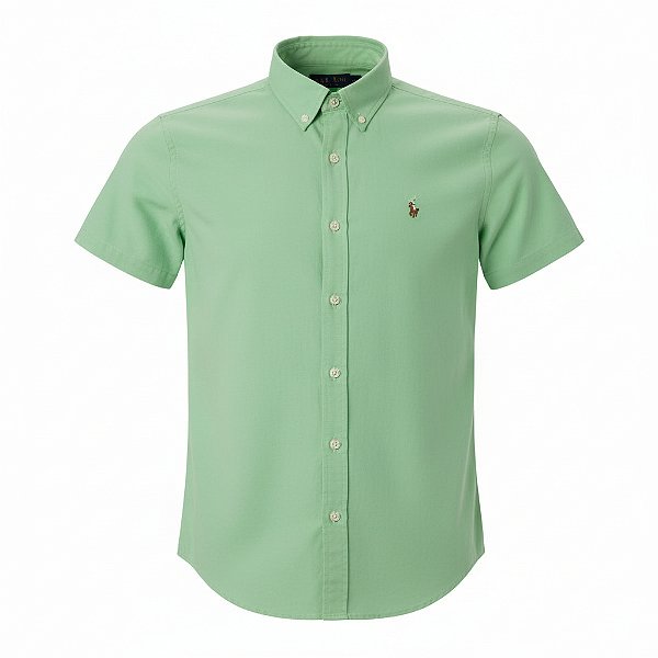 Camisa RL Masculina Manga curta Sarja Coloured Verde claro