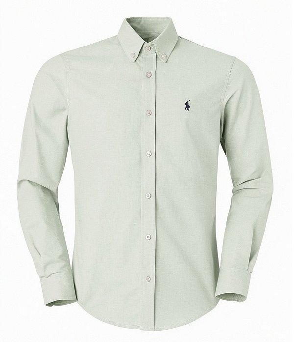 Camisa RL Masculina Custom fit Oxford Verde mescla