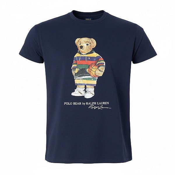 Camiseta RL Masculina Custom-Fit Bear Basketball Azul marinho