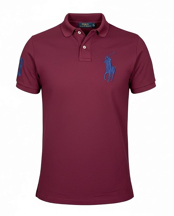 Polo RL Masculina Custom Fit Strong Cotton Big Vinho