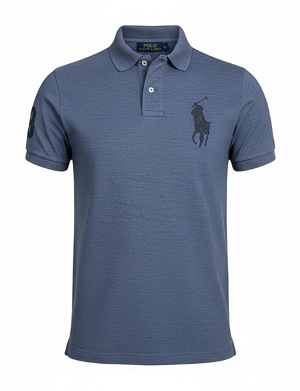 Polo RL Masculina Custom Fit Strong Cotton Big Azul mescla