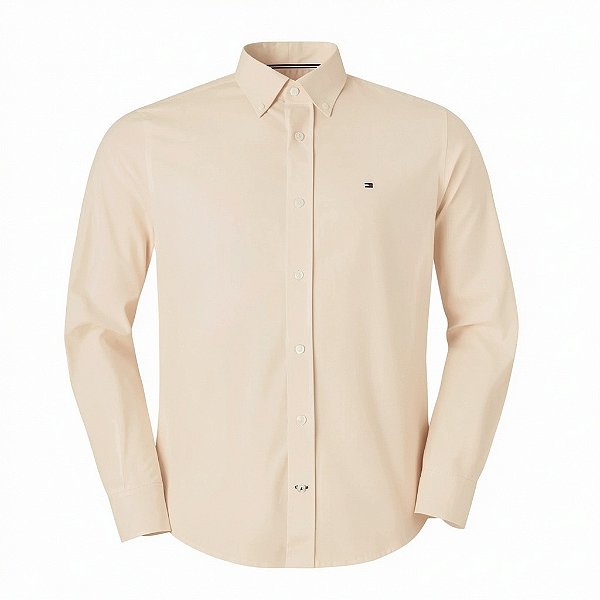 Camisa Tommy Hilfiger Masculina Regular Fit Oxford Areia