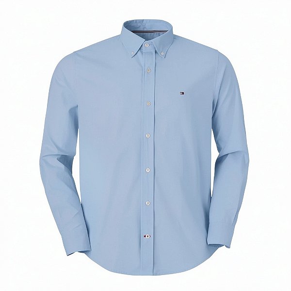 Camisa Tommy Hilfiger Masculina Regular Fit Oxford Azul