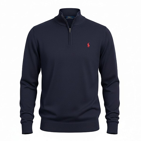 Suéter RL Masculino Zíper Azul marinho