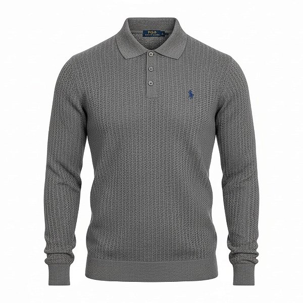 Suéter RL Masculino Buttons Chumbo
