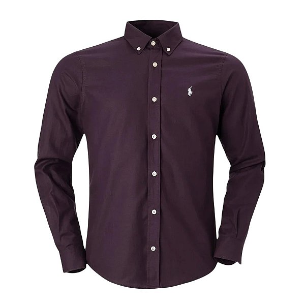Camisa RL Masculina Custom Fit Oxford Marsala