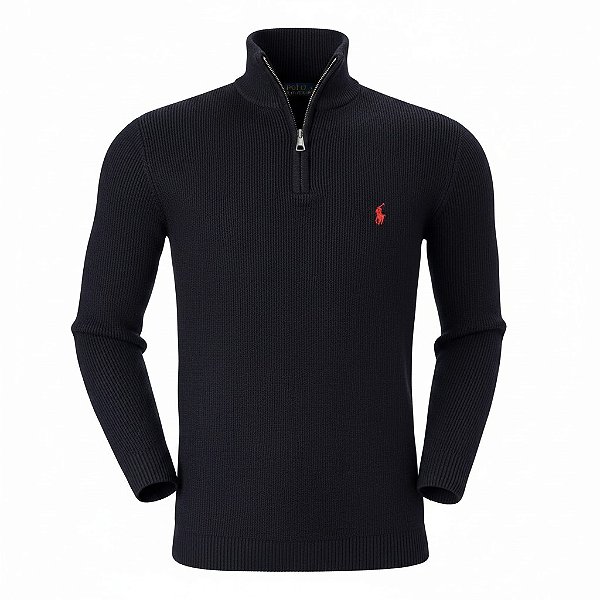 Suéter RL Masculino Collar Zíper Preto
