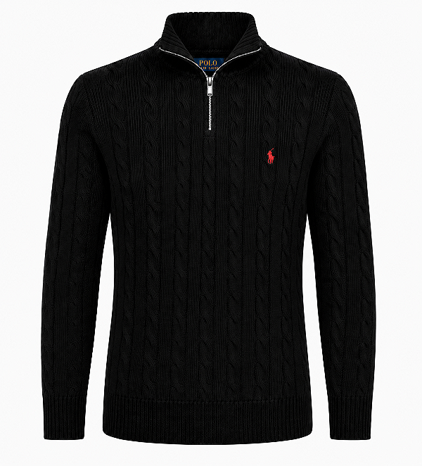 Suéter RL Masculino Detalhado Zíper Preto