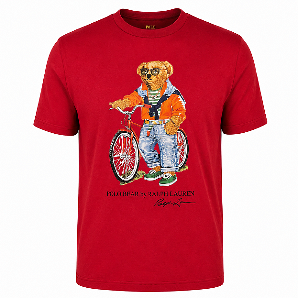 Camiseta RL Masculina Custom-Fit Bear Bike Vermelha