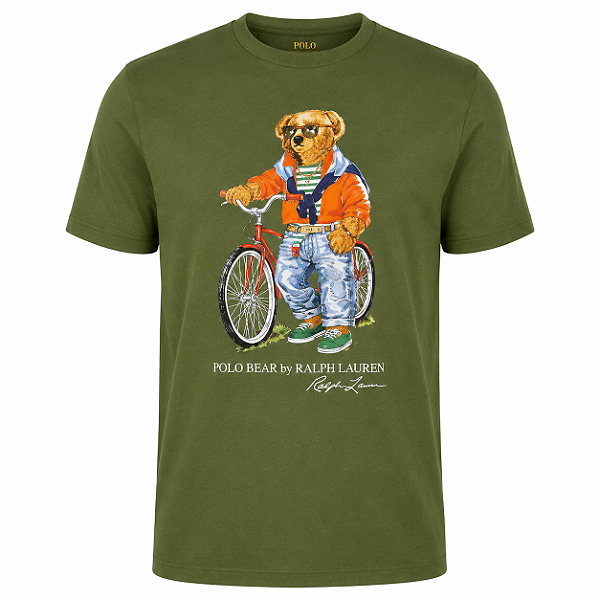 Camiseta RL Masculina Custom-Fit Bear Bike Verde