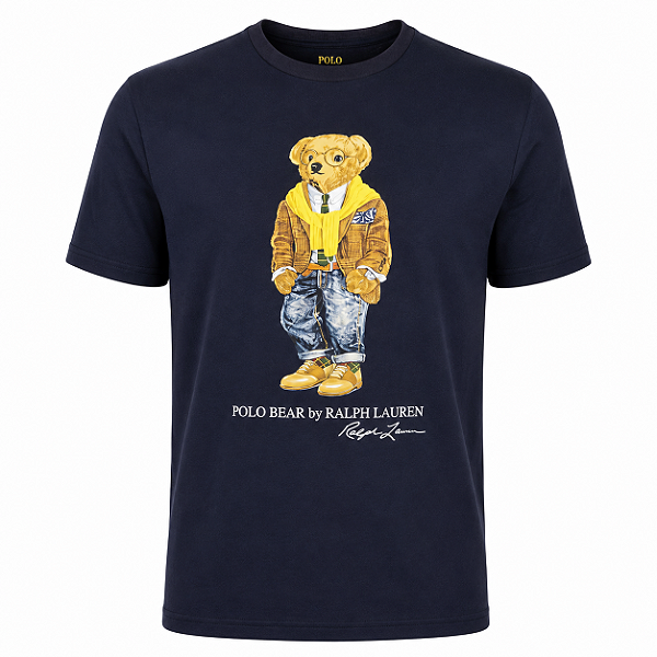 Camiseta RL Masculina Custom-Fit Bear Preppy Azul marinho