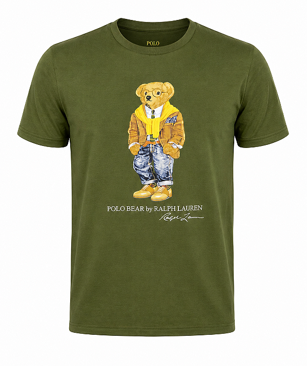 Camiseta RL Masculina Custom-Fit Bear Preppy Verde