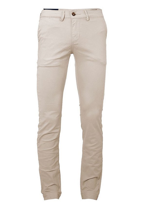 Calça Ralph Lauren Masculina de Sarja Chino Stretch Slim Fit Areia