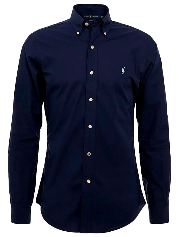 Camisa Ralph Lauren Masculina Custom Fit Oxford Azul marinho