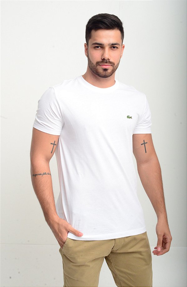 Camiseta Lacoste Basic Croc Bordado Branca
