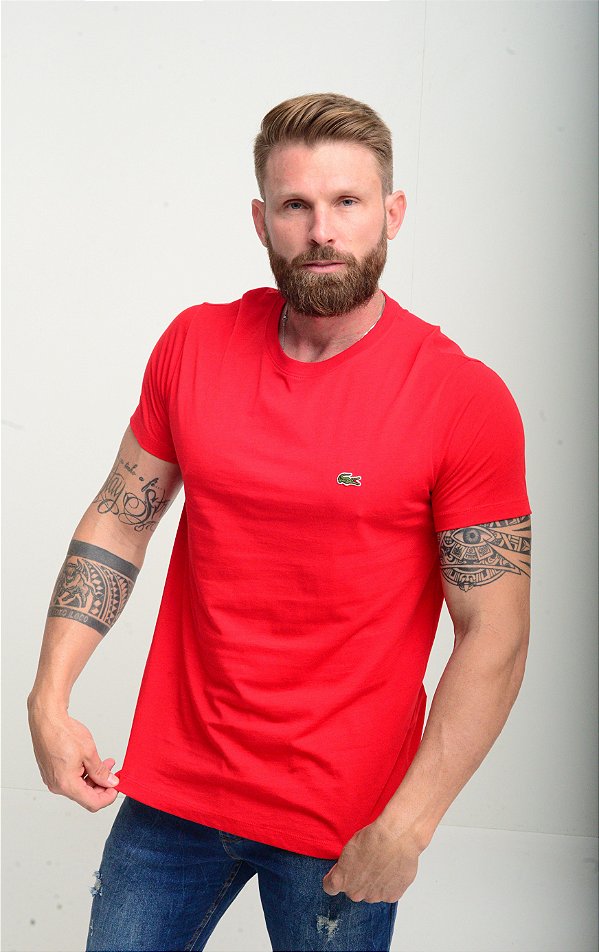 Camiseta Lacoste Basic Croc Bordado Vermelha - Gareth | Store Men