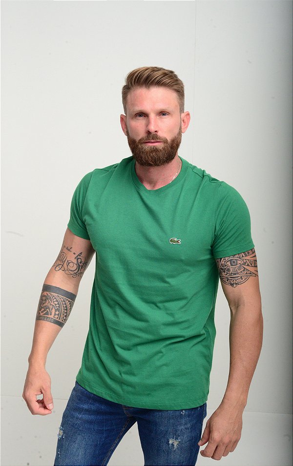 Camiseta Lacoste Basic Croc Bordado Verde