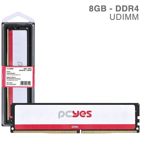 Memória RAM Pcyes Udimm 8GB DDR4 2666MHZ