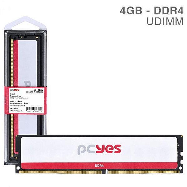 Memória Pcyes Udimm 4GB DDR4 2666MHZ