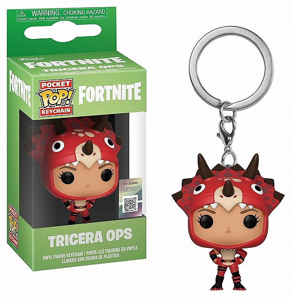 Chaveiro Funko Pop Pocket Keychain Fortnite Tricera Ops