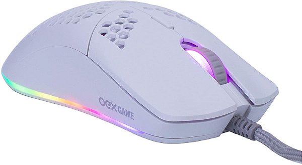 Mouse Gamer OEX Ultra Leve - Dyon-X MS322s - Branco - 7 Botões  - 6200 DPI