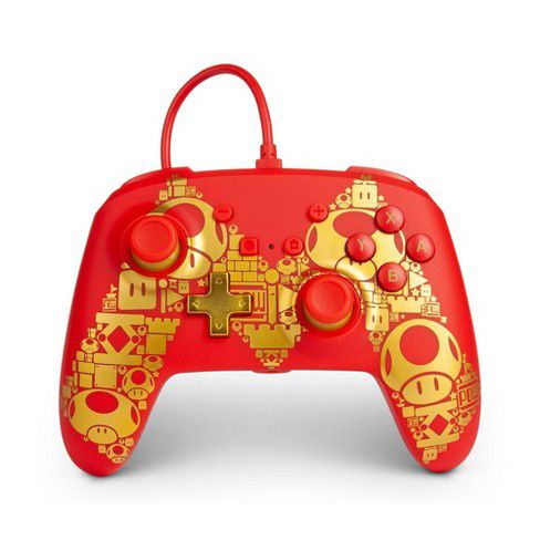 Controle Nintendo Switch Super Mario Bros Vermelho/Dourado Enhanced Wired Controller com fio
