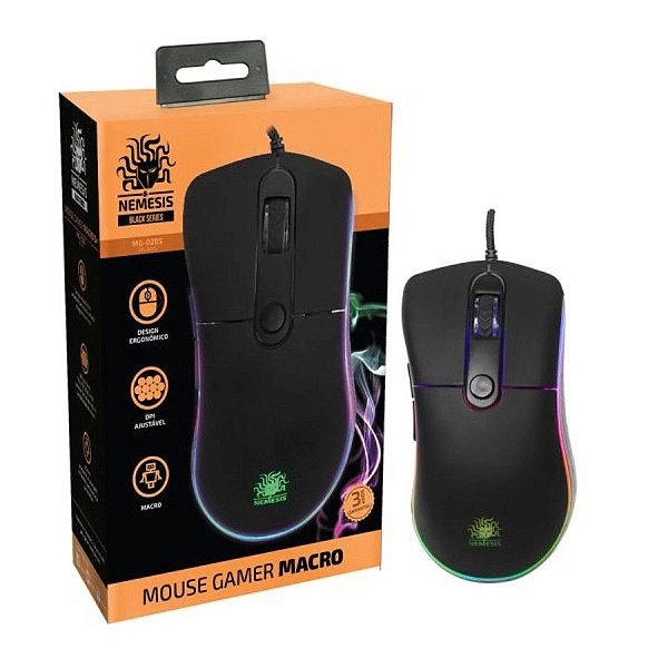 Mouse Gamer Macro 5+ MG-02BS Nemesis Black Series