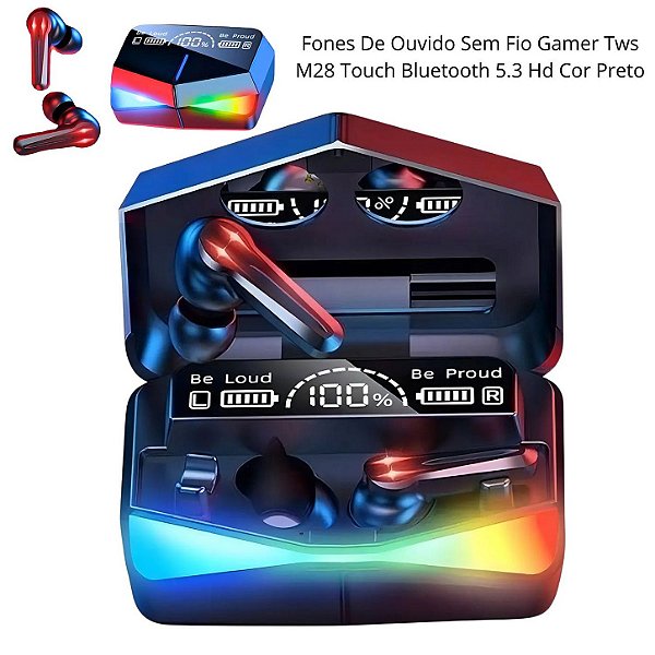 Fone de Ouvido Gamer TWS M28 Sem Fio Bluetooth 5.3 com Microfone