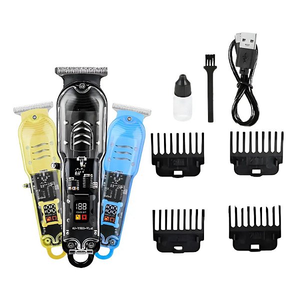 Máquina Profissional Cabelo e Barba Sem Fio Recarregável