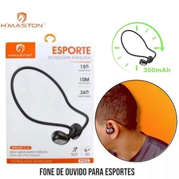 Fone Bluetooth H'Maston F922 Sem Fio 5.3 Condução Ar Esporte