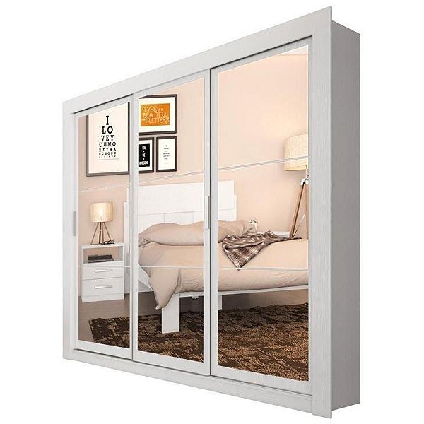 GUARDA ROUPA 3 PORTAS COM ESPELHO  PH1681, 2 GAVETAS - HERVAL