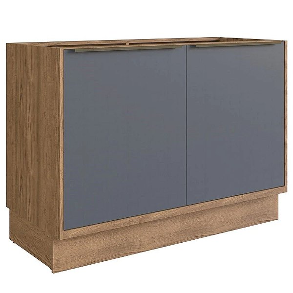 BALCÃO 120 CM COZINHA MODULAR ÈDEZ UNE - 100% MDF - 2 PORTAS, 1 PRATELEIRA - GRAFITE