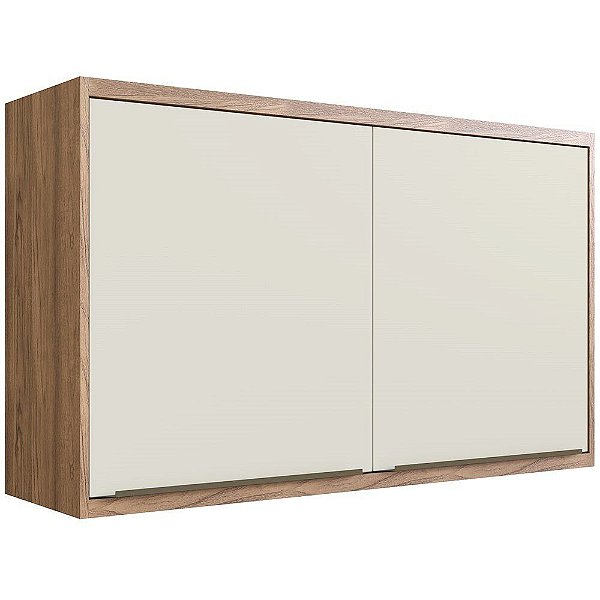 Aéreo Cozinha Modular 120 cm - 100% MDF Édez Une, 2 Portas, 1 Prateleira - Louro Freijó e Porta Off White