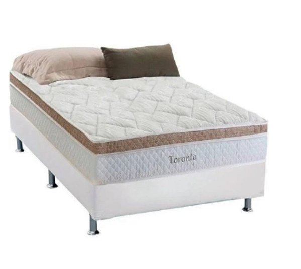 Conjunto: Box + Colchão Molas Ensacadas - Toronto - Solteirão 96X203X66