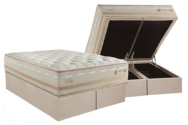 Conjunto: box com baú + colchão Koln Herval - molas maxspring - king size 193X203X79