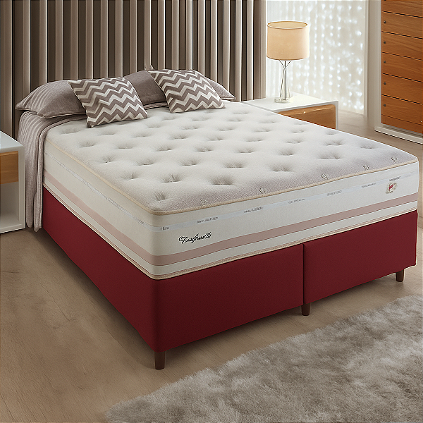 Conjunto: Box + Colchão Herval England - Molas Maxspring Queen158x198x71