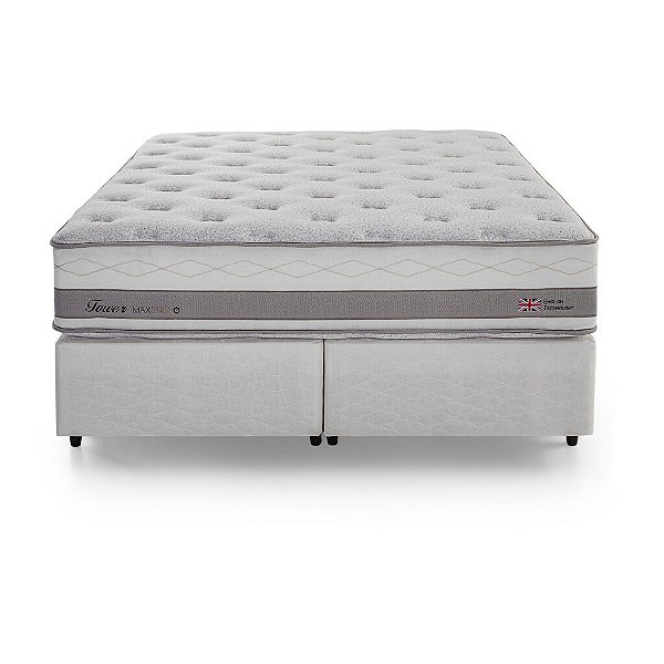 Conjunto: Box + Colchão Herval Tower - Molas Maxspring- King Size 193X203X71