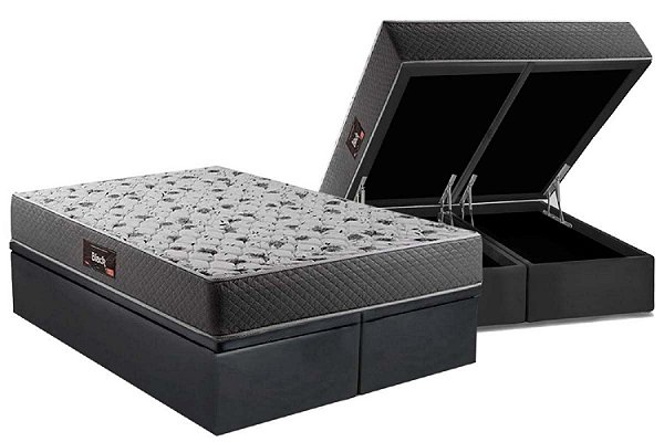 Conjunto: baú + colchão Herval Black Espuma ortopédica D60 queen 158X198X71