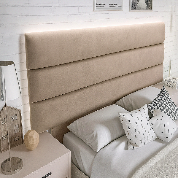 Cabeceira chão -  Listrada na horizontal - Para quarto casal