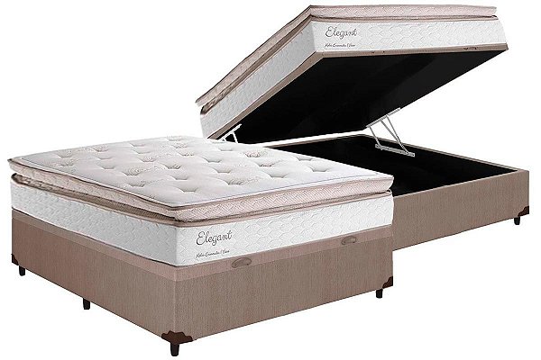 Conjunto: box com baú + colchão Herval Elegant - molas ensacadas - casal 138X188X82