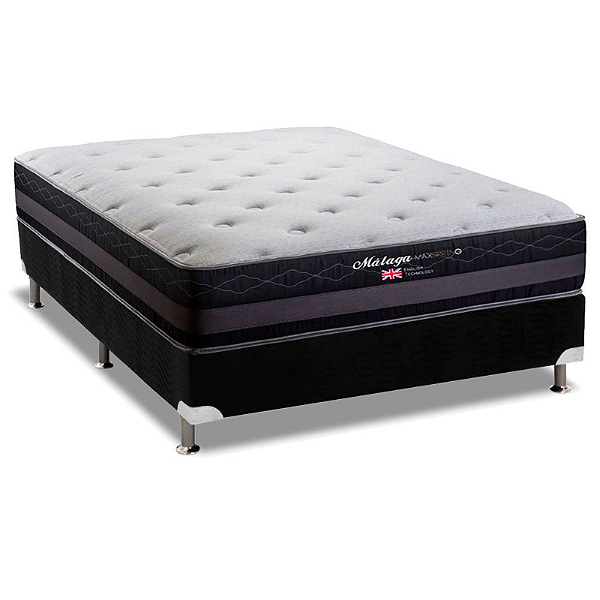 CONJUNTO: BOX + COLCHÃO HERVAL MÁLAGA - MOLAS MAXSPRING - CASAL 138X188X69