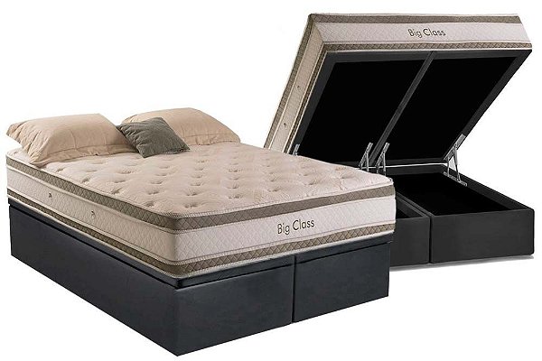 Conjunto: Box com Baú + Colchão Herval Big Class - Molas Confortclass - Queen 158X198X78